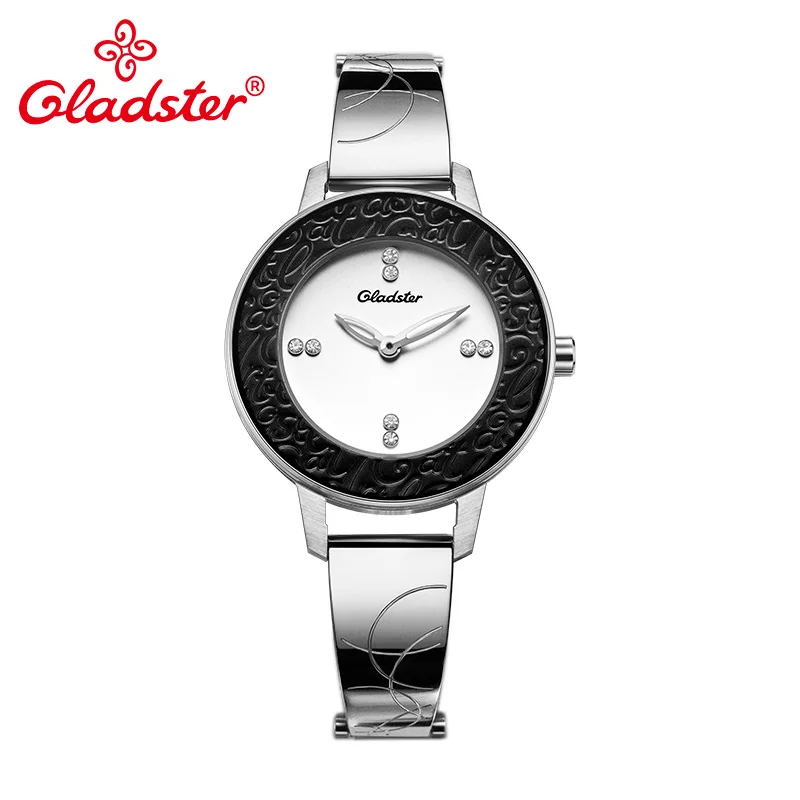 Gladster 일본 운동 Miyota 숙녀 쿼츠 시계 유행 방수 스테인리스 여자 시계 보석 선물 여성 손목 시계