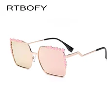 2017 New Brand Women Fashion square sunglasses Women fashion Coating high quality gradual change color Glasses Oculos de sol