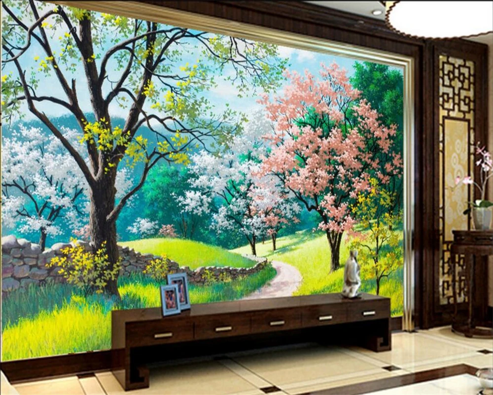 Beibehang パノラマの3 D壁紙 春の風景画 油絵 Mural Wallpaper Wall Wallpaperlandscape Murals Aliexpress Beibehang パノラマの3 D壁紙 春の風景画 油絵 Mural Wallpaper Wall Wallpaperlandscape Murals Aliexpress