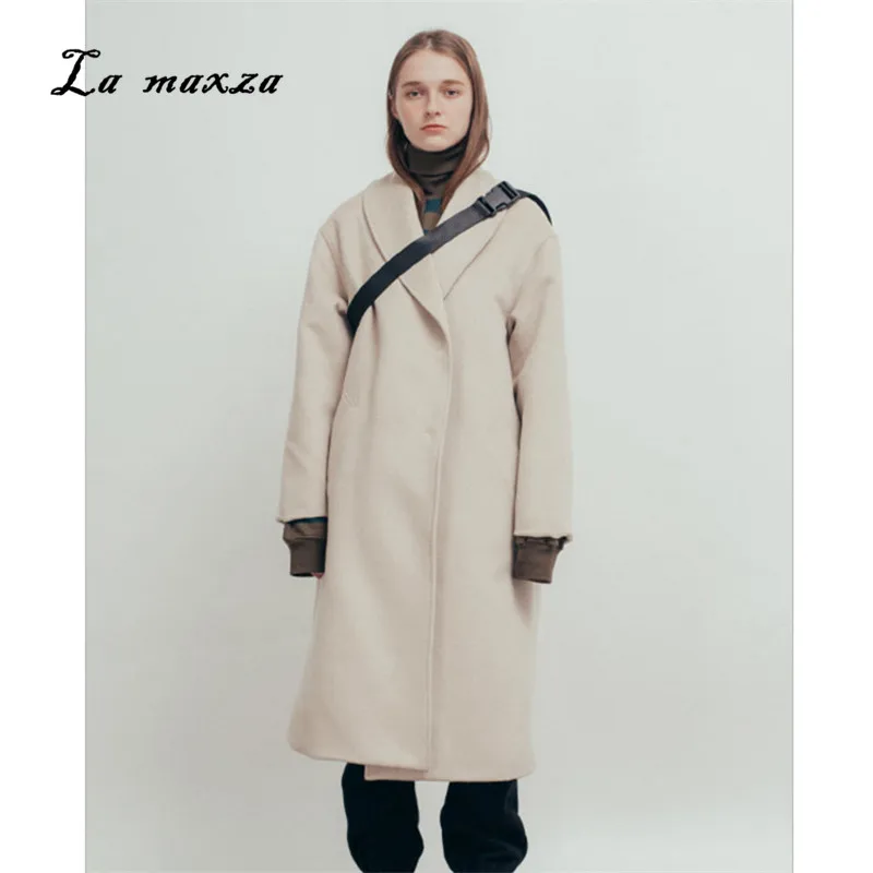 Vintage La Femme Coréenne Bureau Manteau Taille Qualité D'hiver Plus Dames Laine Mode 2018 Manteaux Haute Long De qxZqw1Y