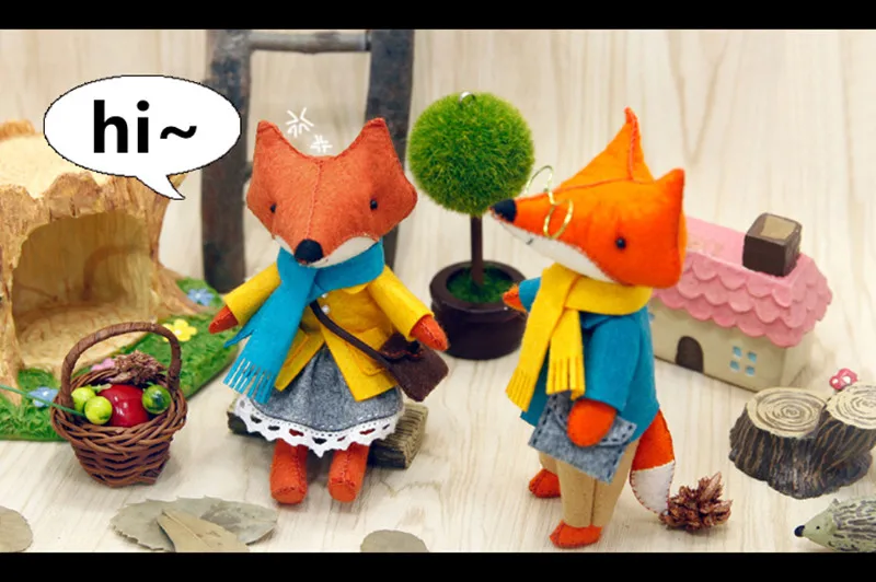 Lovely Fox Families Войлок Сделай Сам Набор для рукоделия кукла ручной работы швейная ткань Ремесленная игрушка для детей подарок брелок кулон Войлок diy упаковка