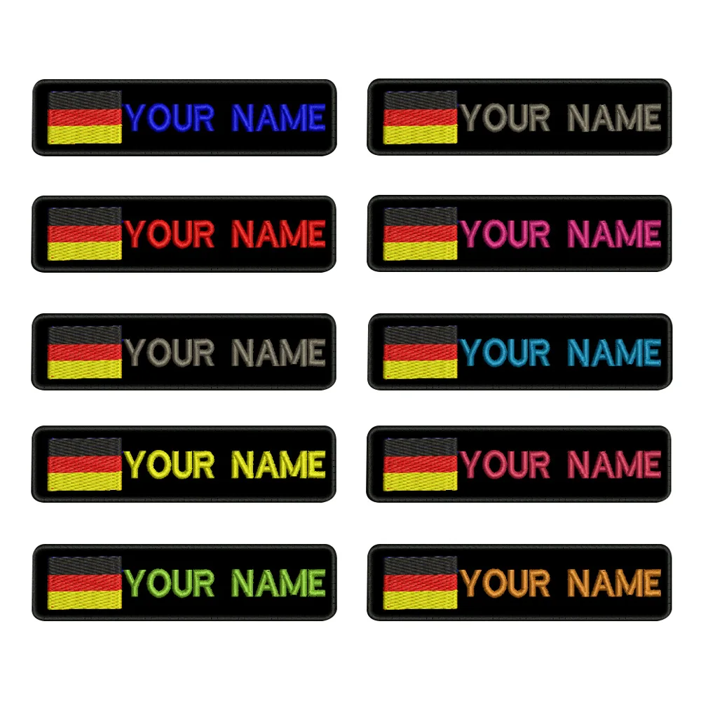 

Custom Germany name patches tags personalized iron on hook backing