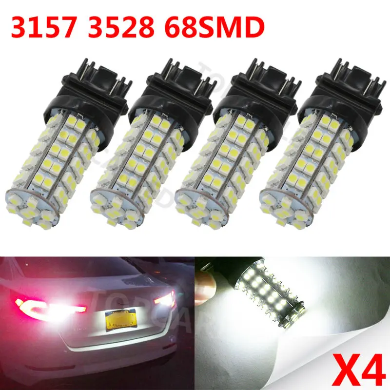 2 PCS Amber Yellow 3157A 3457A 4157NA 3157 68-SMD Parking Bulb Lamp LED Lights