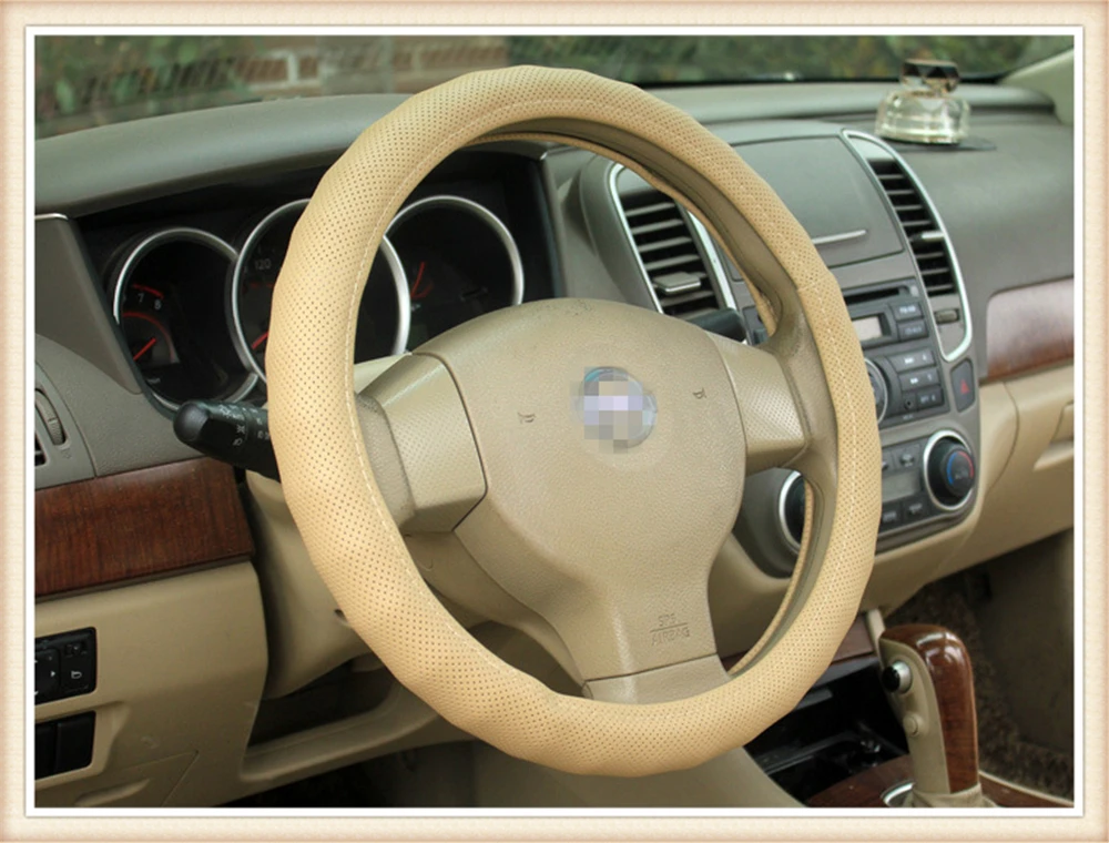 

Leather Universal Car Steering-wheel Cover 38CM Car-styling Sport Auto Steering Wheel Covers Anti-Slip Automotive Accessories