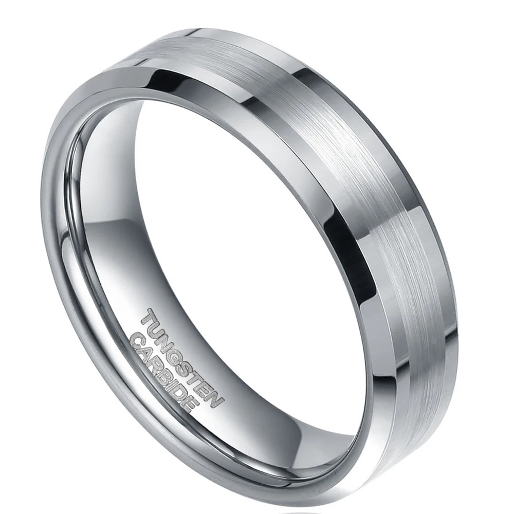  TIGRADE Fashion 6/8MM High Polish Man Rings Brushed Tungsten Carbide Ring Simple Classic Wedding Ba