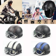 Evomosa Retro Del Motociclo Mezzo Casco Moto Open Viso Con Visiera Unisex Off Road Racing Biker Casco Occhiali Da Sole Sciarpa DOT