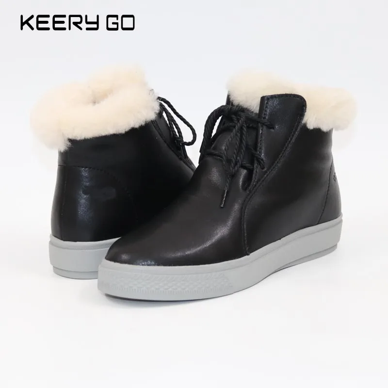 

Cowhide wool and fur in one boots snow boots