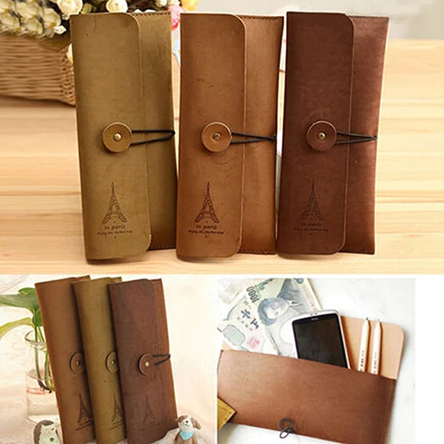 

New Suede Leather Cosmetic Makeup Bag Pen Pencil Stationery Case Pouch 8CKL