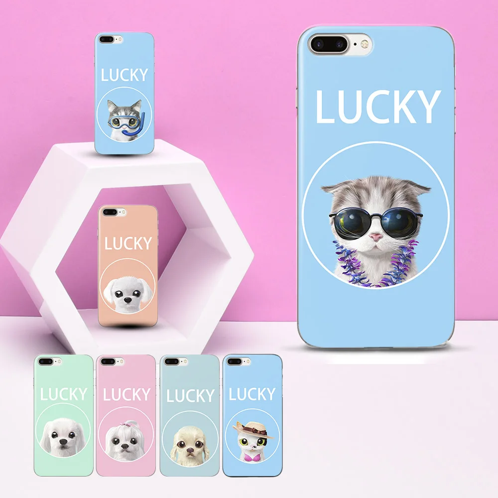 Модный чехол Lucky Dog Pink Cat Coque чехол для iPhone 7 для iPhone XS Max чехол для iPhone 6 S Чехол 7 plus 5 5S SE 8 6 7 X чехлы