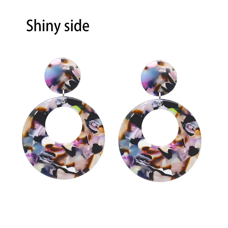 

Shiny Side New Women's Fashion Brand Jewelry Elegant Pierced Acrylic Stud Earrings Gift Statement Round Earrings Free Shipping
