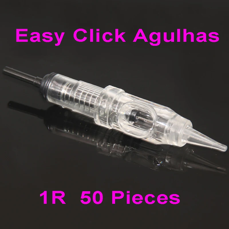 

50pcs Agulha Easy Click Universal Dermografo 1, 3, 5 RL Permanent Makeup Cartridge Needles 600D-G for Eyebrow Tattoo Machine