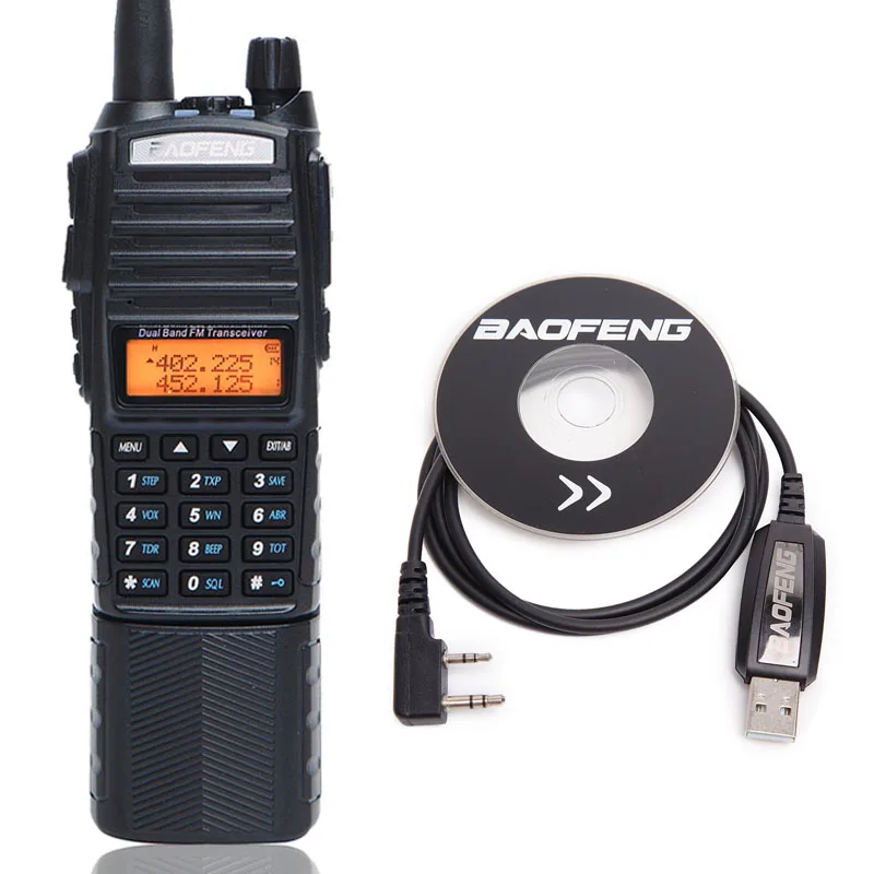 Baofeng UV-82 Plus Walkie Talkie 8 Вт Мощный 3800 мАч разъем постоянного тока батарея UV82 двойной PTT группа трансивер любительский BF UV 82 радио - Цвет: add a cable