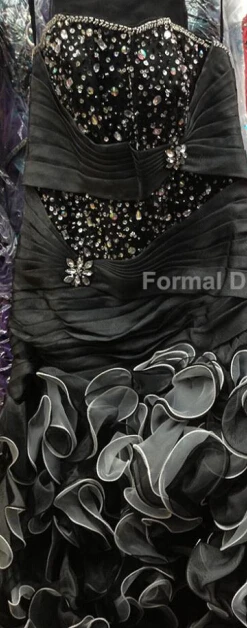 Платье для выпускного вечера,, модель года, платье из органзы с оборками и бусинами, пикантное вечернее платье, новое модное платье подружки невесты - Цвет: Черный
