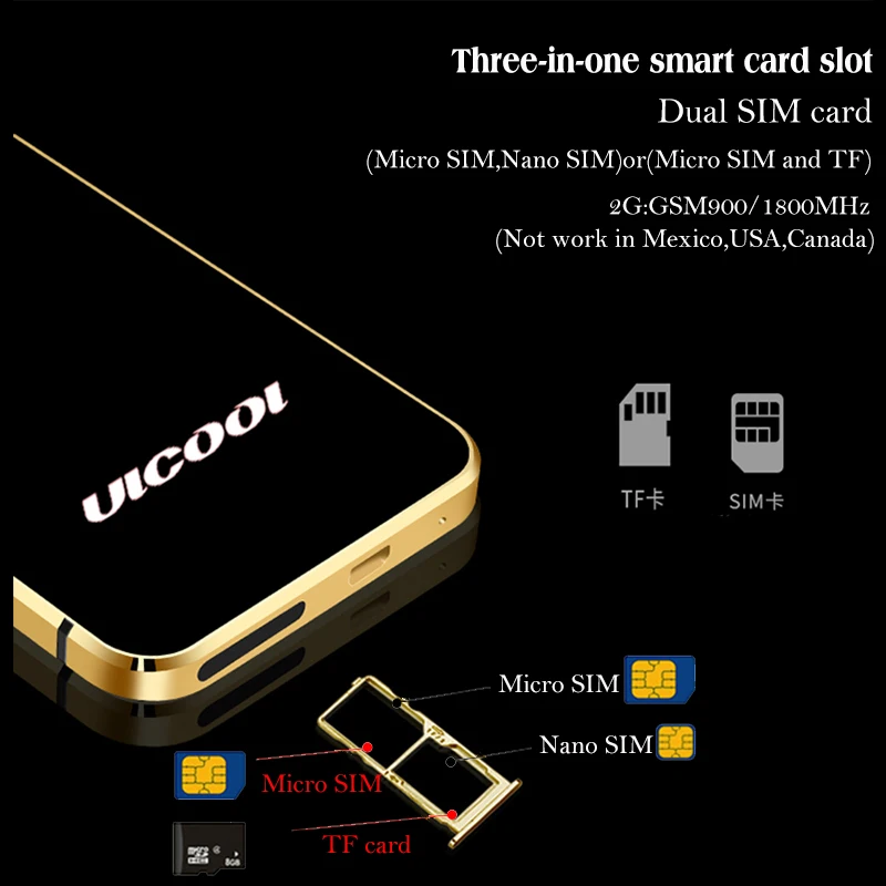 Ulcool V36 سامسونج بطاقة الائتمان الهاتف المحمول المعادن الجسم بلوتوث المسجل هاتف محمول FM MP3 المزدوج سيم بطاقة الهاتف المحمول مصغرة P052