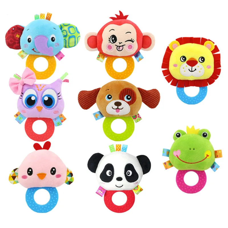 Nouveau-né hochets jouet bébé poignée BellAppease saisir Silicone dentition couineur infantile doux apaisant marionnette animaux jouets T0722