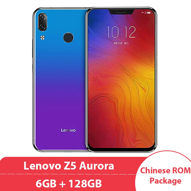 Lenovo Z5 6 ГБ 128 Snapdragon 636 Восьмиядерный мобильный телефон 19:9 Экран 6,2 дюймов Android 8,1 16MP 8MP двойная задняя камера мобильного телефона - Цвет: Aurora