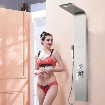 

Bathroom Supplier Stainless Steel Shower Panel Column with Massage System Waterfall Shower Bath Shower Screen Mixer HWC