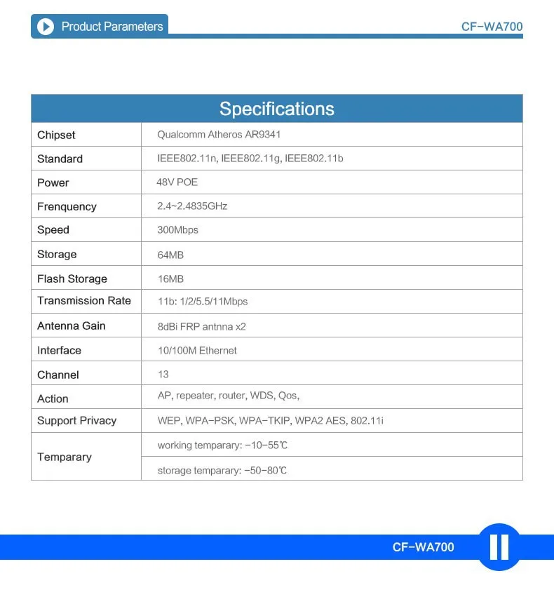 Высокая мощность Comfast WA700 открытый AP Инженерная маршрутизация беспроводной wifi база staion всенаправленный CPE AP для квадратных школ wifi