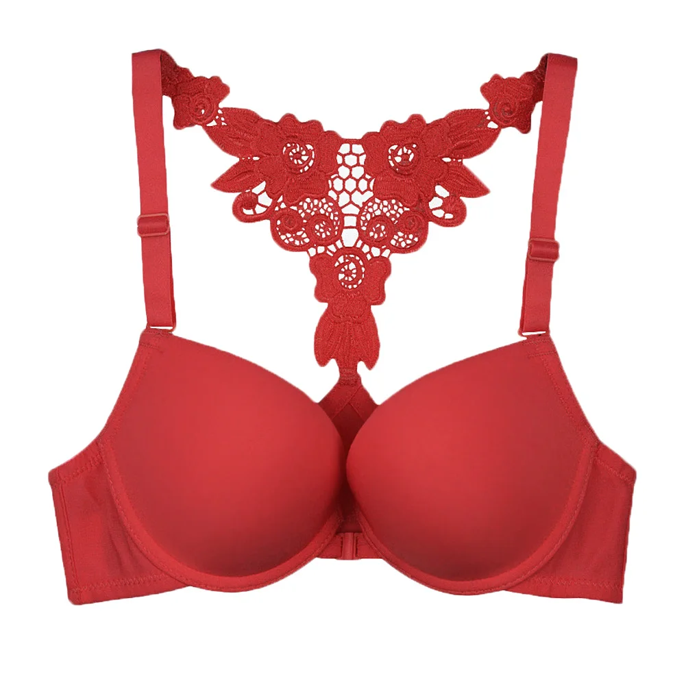ANSELF New Sexy Women Lace Bra Front Closure Racer Back Lace Bralette
