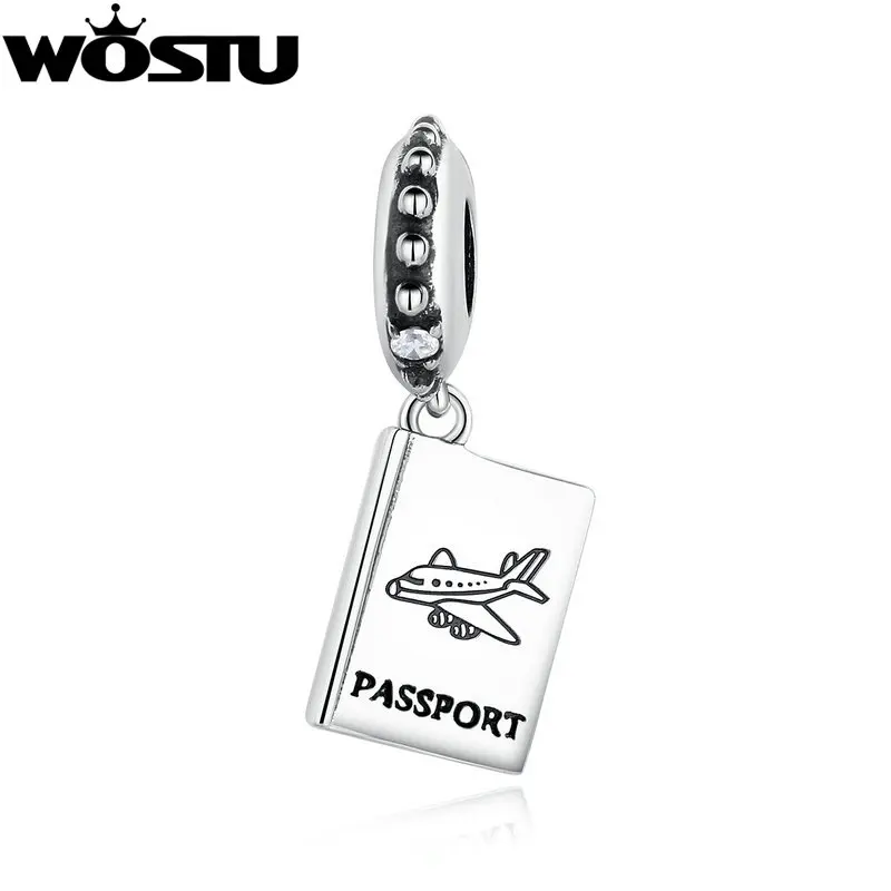 

Real 925 Sterling Silver Passport Dangle Fit Original WOST Charm Bracelet For Women Authentic Sterling-Silver-Jewelry ZBBS085