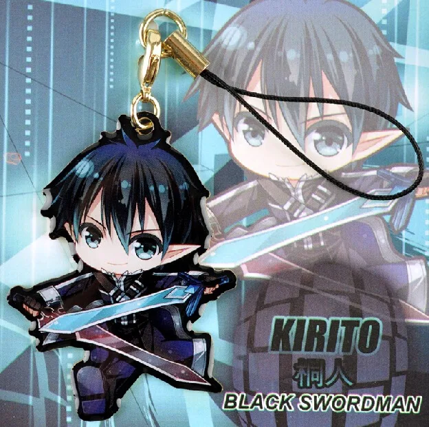 Sao Ggo Sword Art Online Kirito Anime Character Metal Pendant Badge Phone Strap Chain Gift Gift Gift Gifts Aliexpress