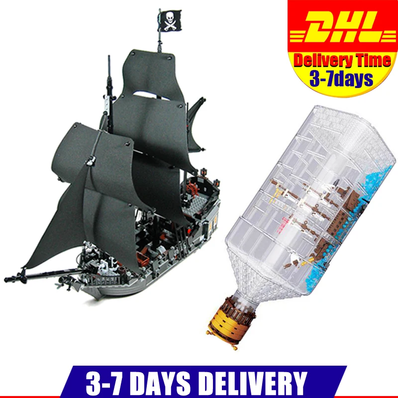 

DHL LEPIN 16006 Pirates Caribbean Ship The Black Pearl+16045 The Ship in the Bottle Set Building Blocks Bricks Toys Model