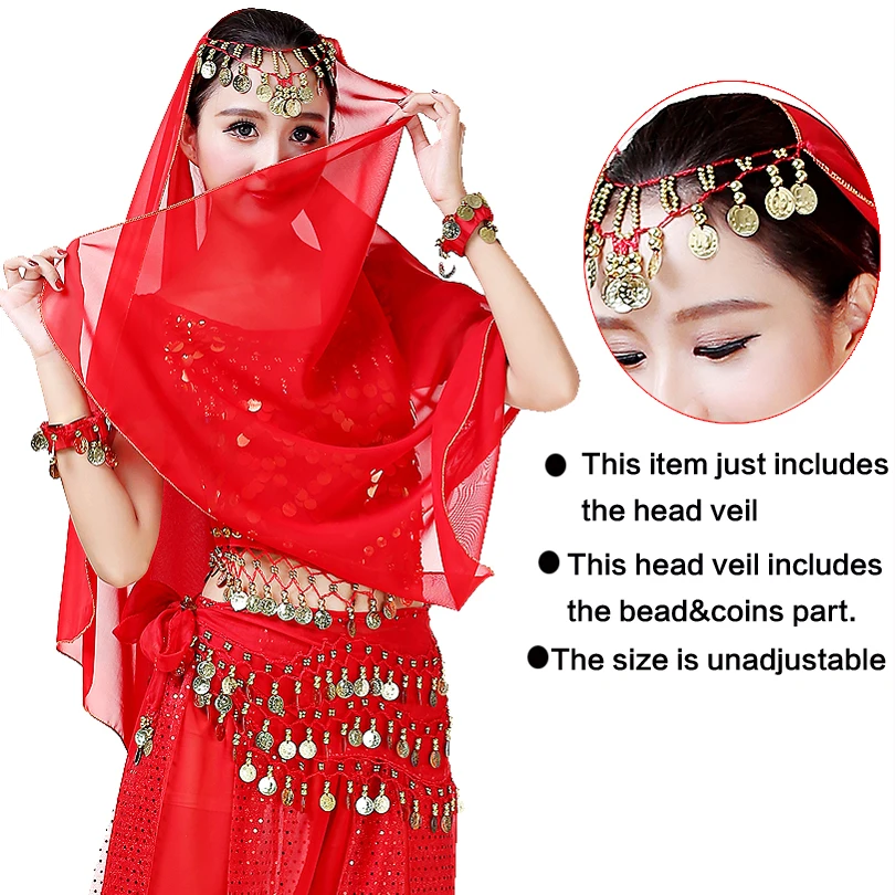 

Belly Dancing Costume Head Veil Indian Face Veil Ladies Belly Dance Accessory Bollywood Carnival Performance Outfits Chiffon