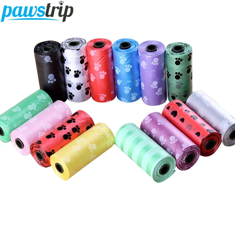

1 roll Dog Poop Bag Portable Paw Heart Puppy Dog Waste Bag (1 roll=15pcs waste bags)