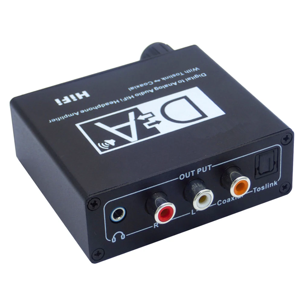 Digital to Analog Audio Converter HiFi Headphone Amplifier With Toslink to Coaxial 2RCA 3.5mm
