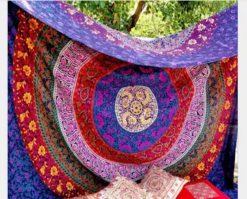 

colorful geometric & abstract circle flower pattern Maya style rectangle wall hanger Tapestry Beach Towel