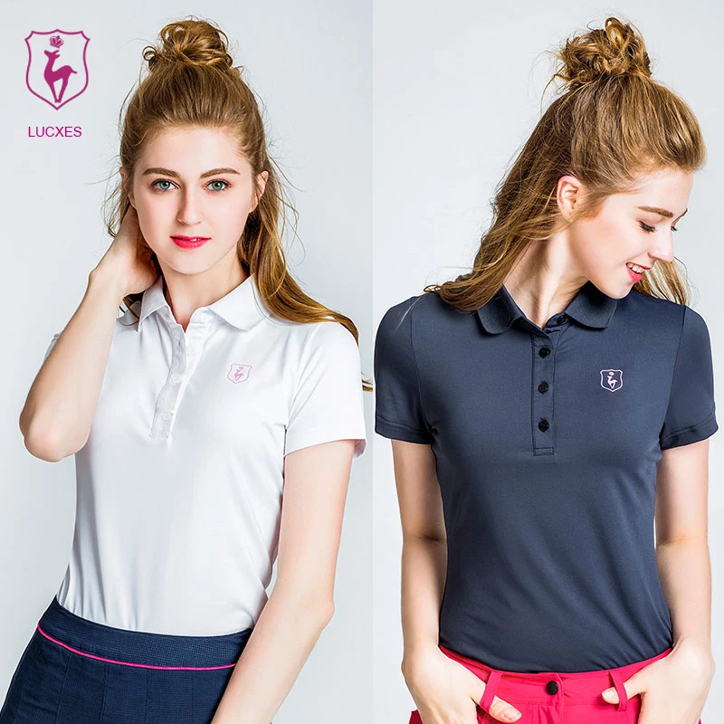 LUCXES summer golf shirt women polo t shirt golf clothing slim fit soft 2018 anti sweat 120180 free shipping