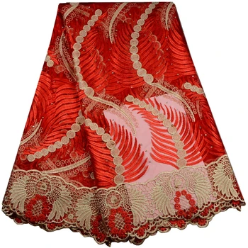 

Polyester Lace With Stones Embroidered Cord African French Lace Fabric For Wedding Dress A644