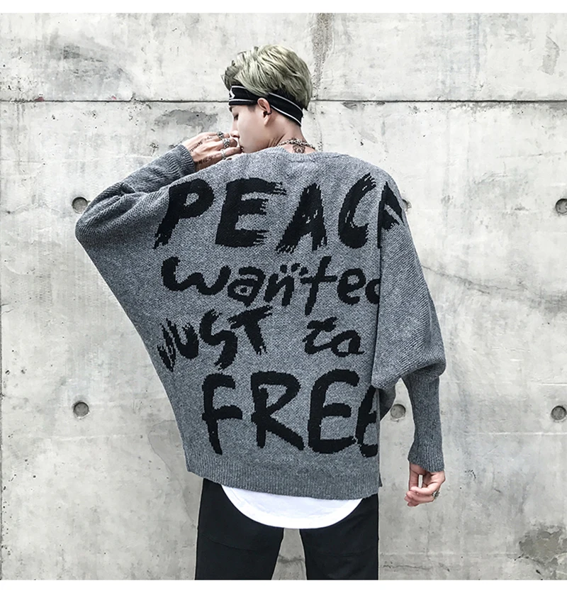 Letter Men Hip Hop Sweater Streetwear Print   (4)