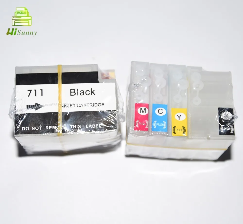 2sets For HP 711 Refillable Cartridge for HP DesignJet T520 T120 Refilled Ink Cartridge with Permanent reset chips