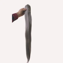 Серый длинный прямой 75 см чип конский хвост синтетические волосы аксессуары для париков