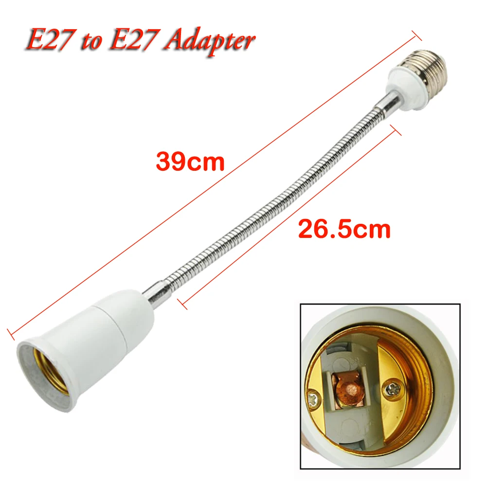 TSLEEN белый современный E27 патрон лампы конвертеры 360 градусов гибкий расширенный E27 от 1 до 3,1 до 4,1 до 1 лампа база Pandent светильник - Цвет: E27 TO E27 39cm