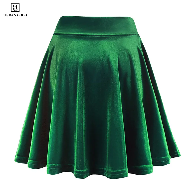 Urban CoCo Женская винтажная бархатная эластичная мини расклешенная короткая юбка