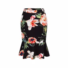 Europe and America summer new sexy Slim package hip skirt bottoming lotus leaf fishtail skirt printed women clothing plus size