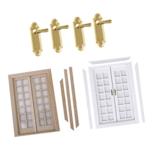 Комплект из 2 вещей, 1/12th кукольный домик миниатюра внешние деревянные березовые обивки двери 28 Панель дверные замки для Кукольный дом Декор