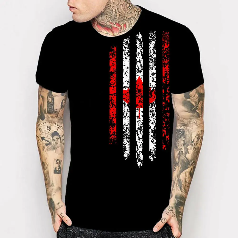 

Canada Vintage Flag Fashion Mens Womens Kids Black T Shirts Custom Family Shirts2019 fashionable Brand 100%cotton Printed Round