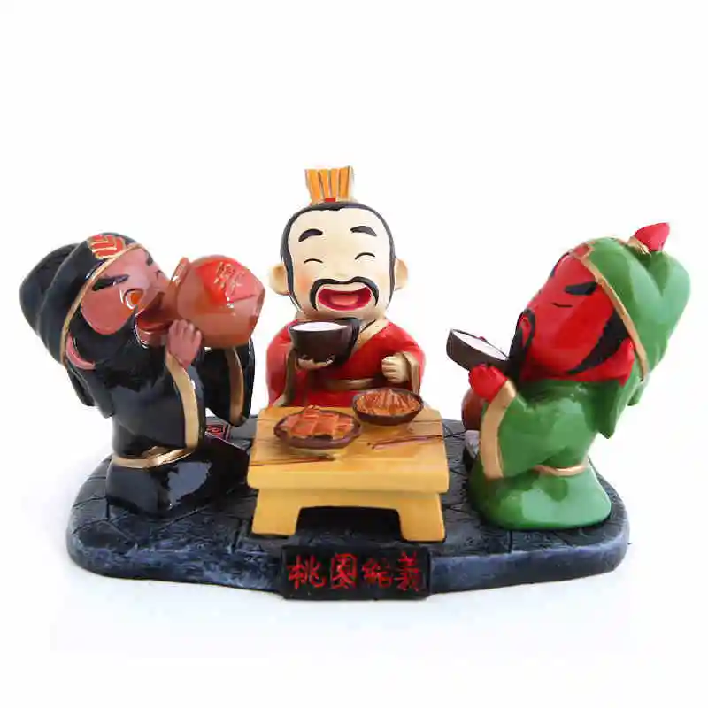

Three kingdoms Resin Doll Scene Sculpture LiuBei GUANYU ZhangFei Drinking Original China Ethnic Dolls Crafts Ornament Gift Toys