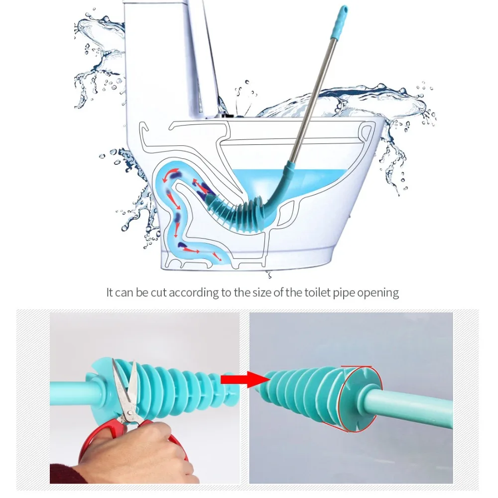 Щетка для унитаза, Плунжер из нержавеющей стали, с длинной ручкой, с настенным крюком, земснаряд, Очищаемый, гибкая канализационная труба, засоряющий бытовой инструмент
