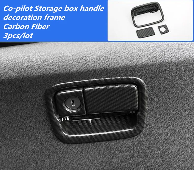 ABS хром/углеродное волокно/персиковое дерево зерна Co-pilot ручка ящика для хранения крышка рамка отделка для Honda CRV Accessories аксессуары - Название цвета: Carbon Fiber