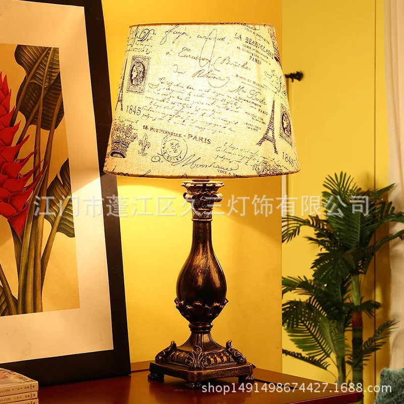 

TUDA 30X50cm Free Shipping European Retro Style Resin Table Lamp Creative Resin Engraving Decoration Remote Control Table Lamp