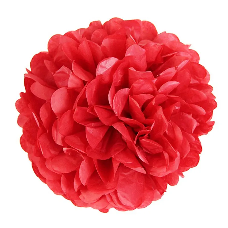 FENGRISE, свадебные украшения, 5 шт., помпоны, 25 см., тканевая бумага, искусственные цветы, шар для душа, для малышей, вечерние, ремесло, товары для дня рождения - Цвет: Red