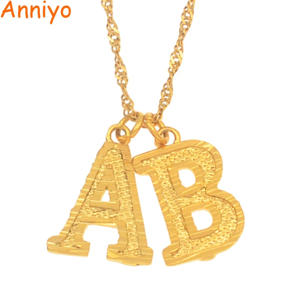 

Anniyo Can Choose Any TWO Letters Pendant Necklaces for Women Girls English Initial Alphabet Chains Gold Color Jewelry Gifts