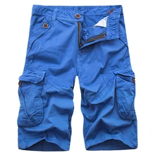 Летние модные новые мужские повседневные однотонные рабочие шорты/мужские Плотные хлопковые комбинезоны шорты