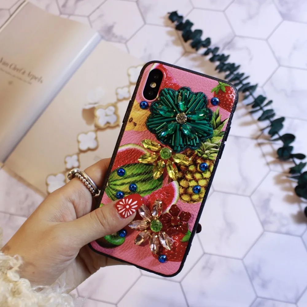 Aoweziic роскошный Liu Dingzhu вышивка прикрепляется для защиты tide fruit iphone XR XS MAX Чехол