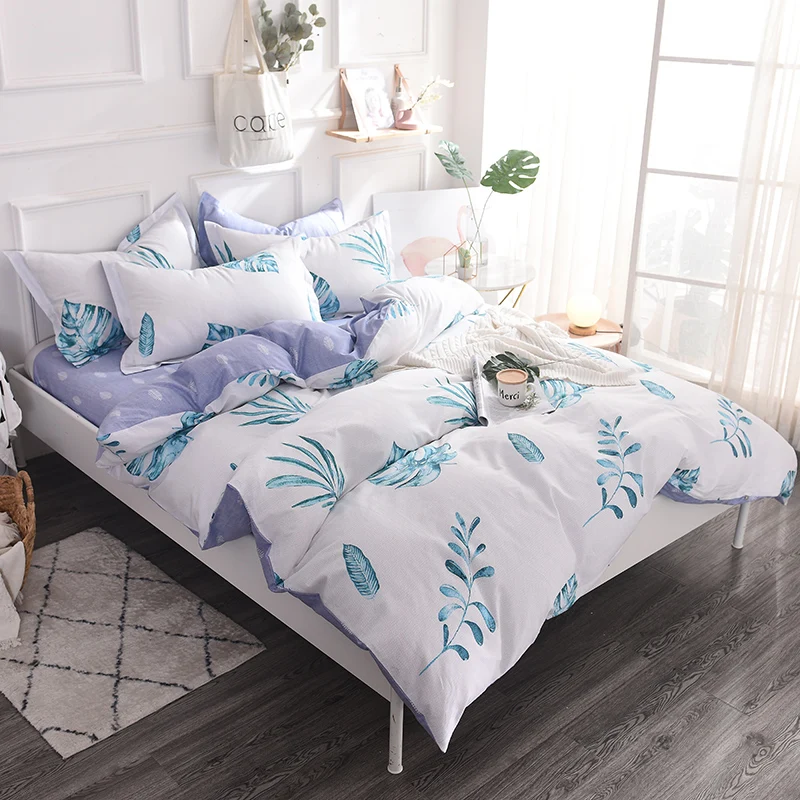 

Leaf Bedding Set 3/4PCS Soft Double Quen King Size Flat Sheet Fitted Sheet Pillow Cases Nature Duvet Cover Quilt Cover Bed Cover
