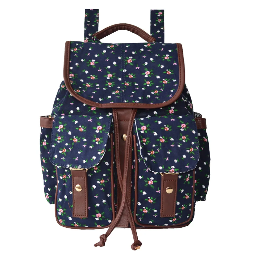 Best Selling Fashion Women PU leather School Bags Backpack travel bag Floral Print Bookbags ...